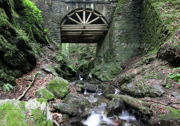 Waterfall on the Silver Brook, Czech Republic - Stock Photo - Images