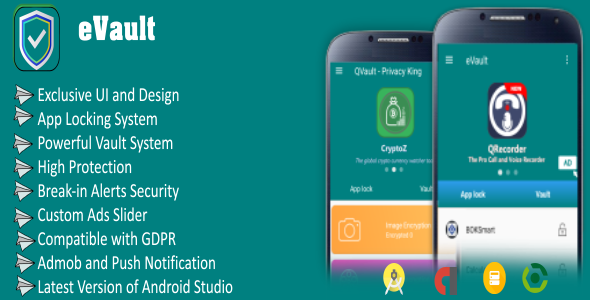 eVault - Hide Pics, Videos with AppLocker | Beautiful UI, Ads Slider, Admob, Push Notification - CodeCanyon Item for Sale