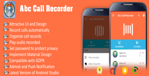 Abc Call Recorder - Beautiful UI, Admob, Firebase Push Notification, Admin Panel - CodeCanyon Item for Sale