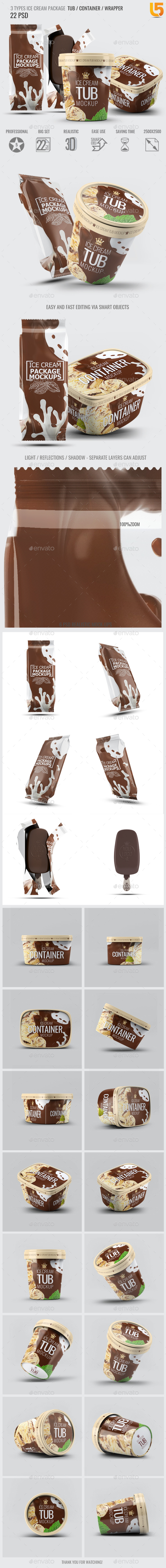 Ice Cream Packages Mock-Up Bundle - Food and Drink Packaging