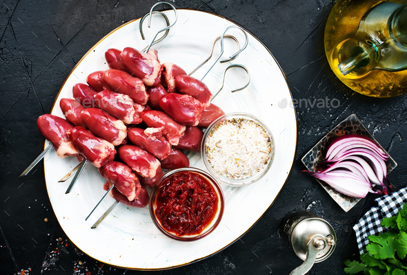 raw chicken hearts - Stock Photo - Images