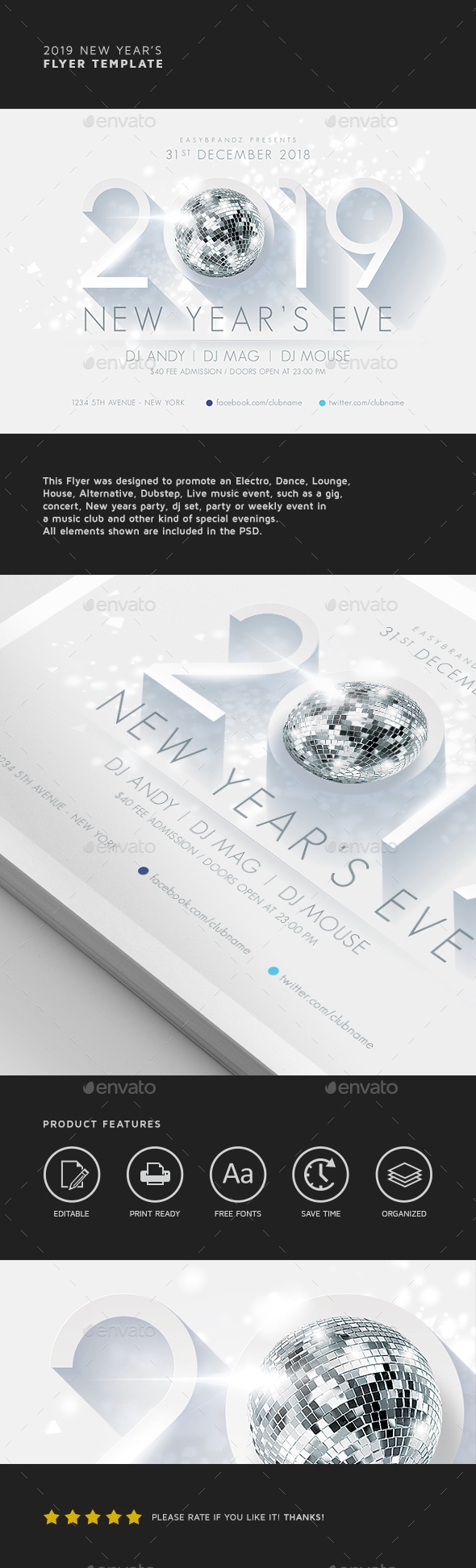 2019 New Year's Flyer Template - Holidays Events