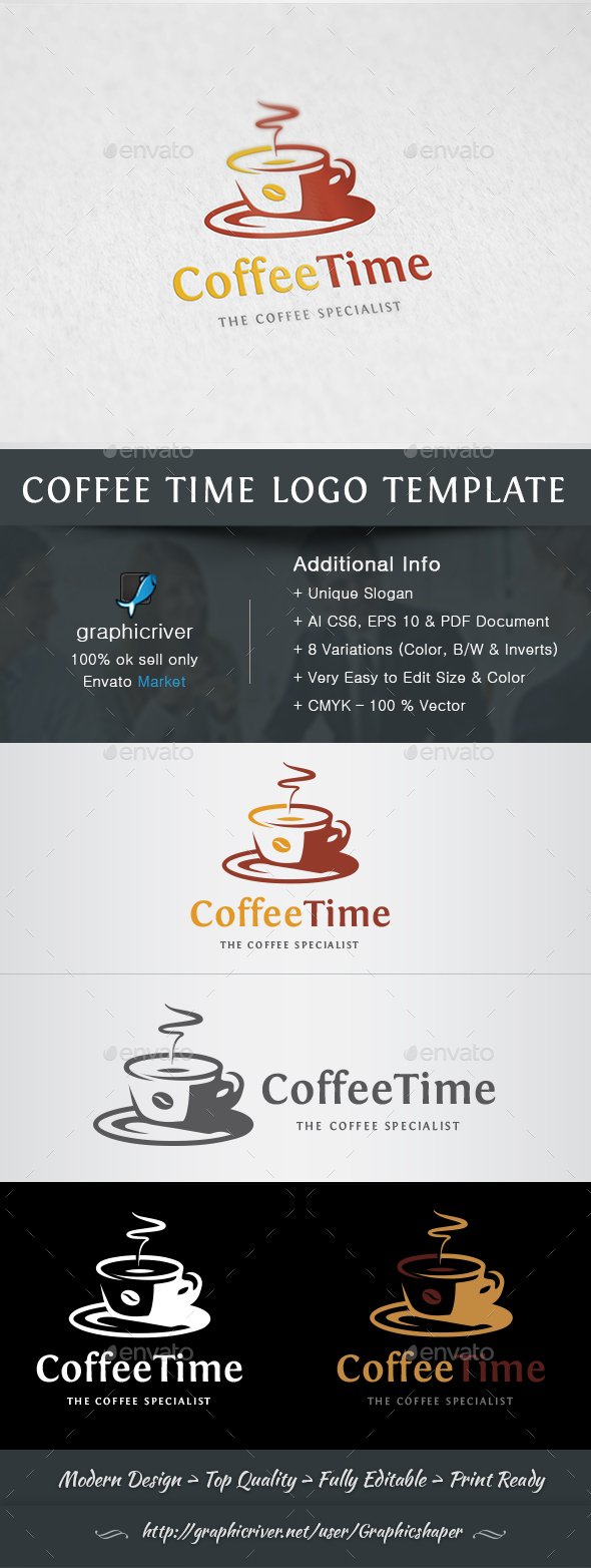 Coffee Time Logo - Food Logo Templates
