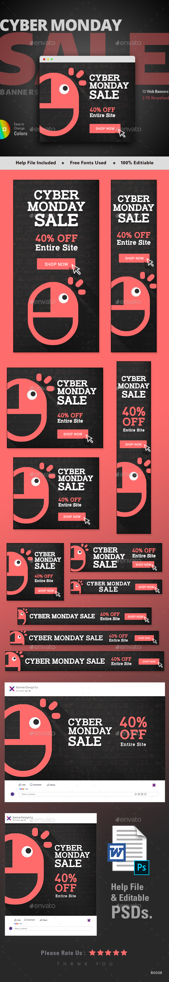 Cyber Monday Sale Web Banner Set - Banners & Ads Web Elements