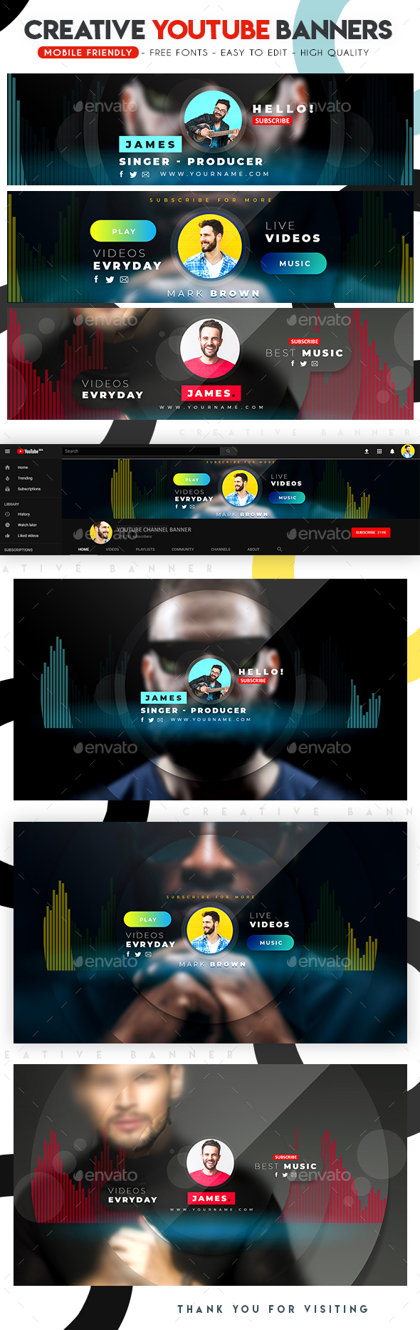Multipurpose YouTube Banners - YouTube Social Media