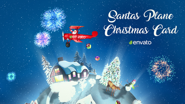 Santas Plane Christmas Card  | After Effects Template