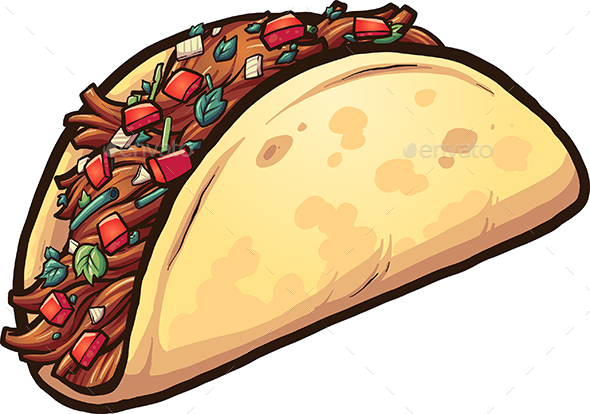 Cartoon Taco - Food Objects