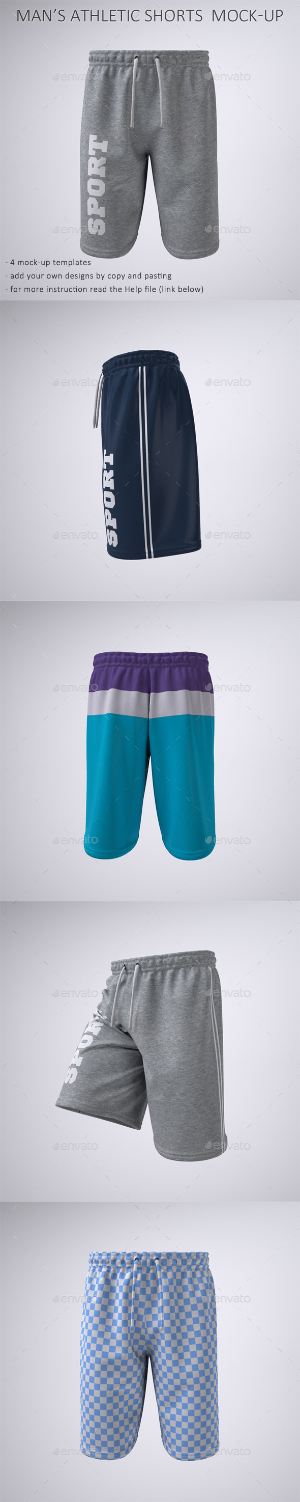 Man's Athletic Shorts, Sport or Gym Shorts Mock-Up - Apparel Product Mock-Ups