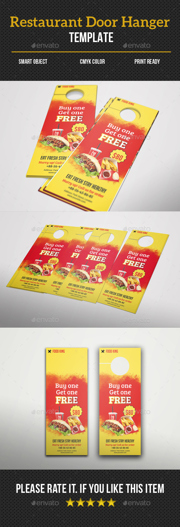 Restaurant Door Hanger - Food Menus Print Templates