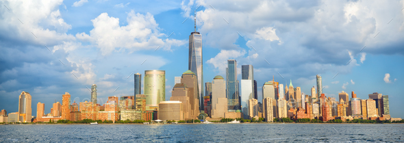 Manhattan skyline panorama - Stock Photo - Images
