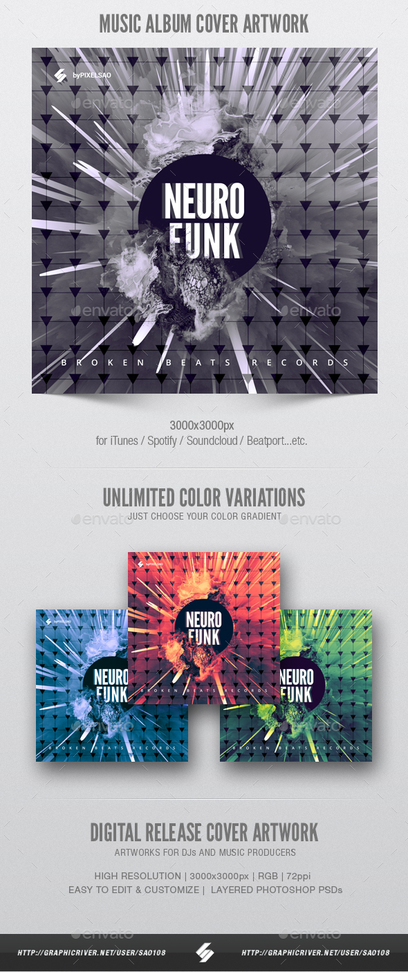 Neurofunk - Music Album Cover Artwork Template - Miscellaneous Social Media