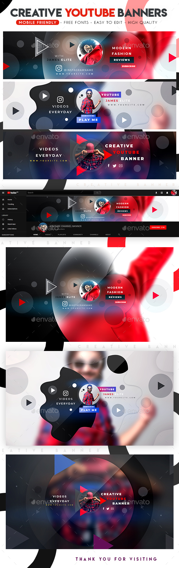 Creative Multipurpose YouTube Banners - YouTube Social Media