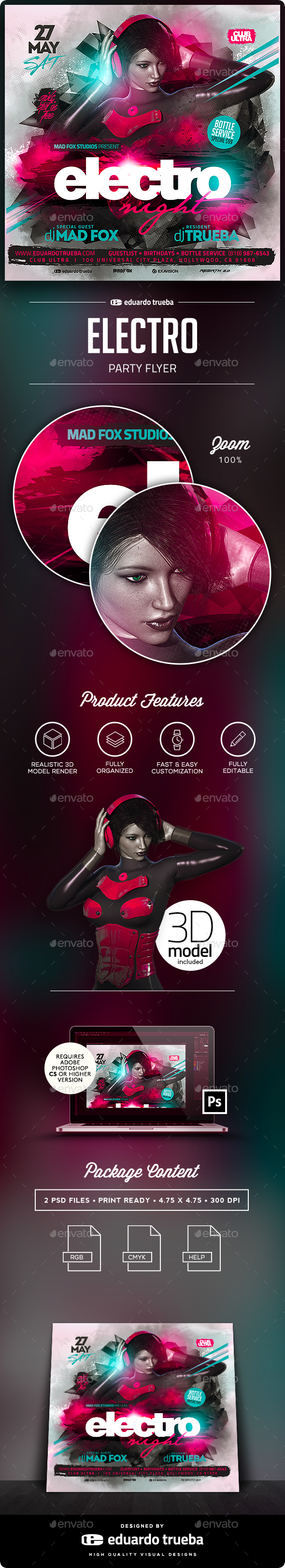 Electro Night Party Flyer - Clubs & Parties Events