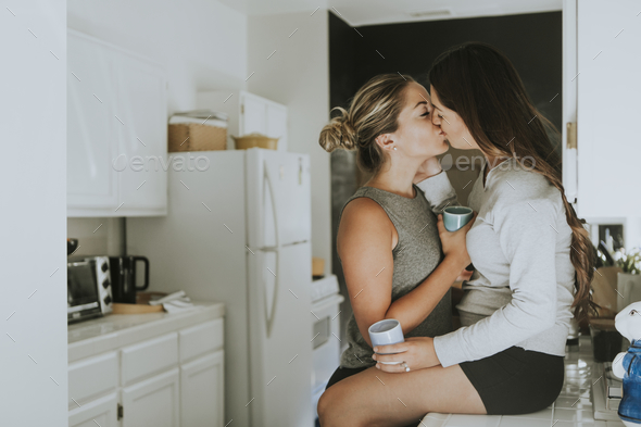 big tit lesbian kitchen sink