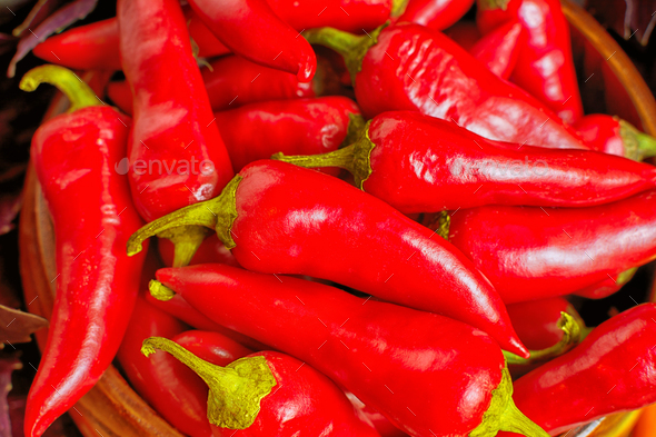 Fresh red hot chilli pepper background Stock Photo by TasiPas | PhotoDune