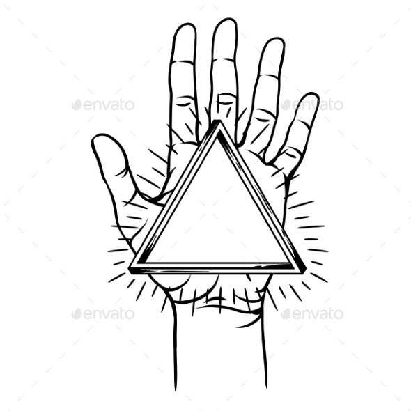 Open Hand with Infinite Triangle Symbol - Religion Conceptual