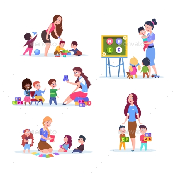 Kids in Kindergarten - People Characters