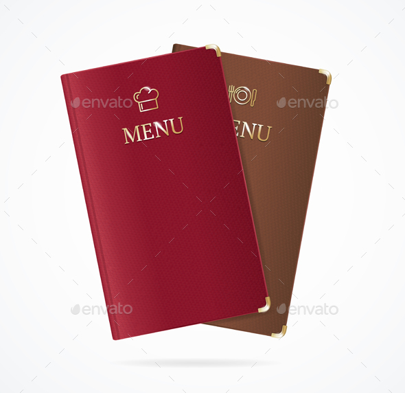 Realistic Detailed Red and Brown Menu Restaurant Set - Man-made Objects Objects