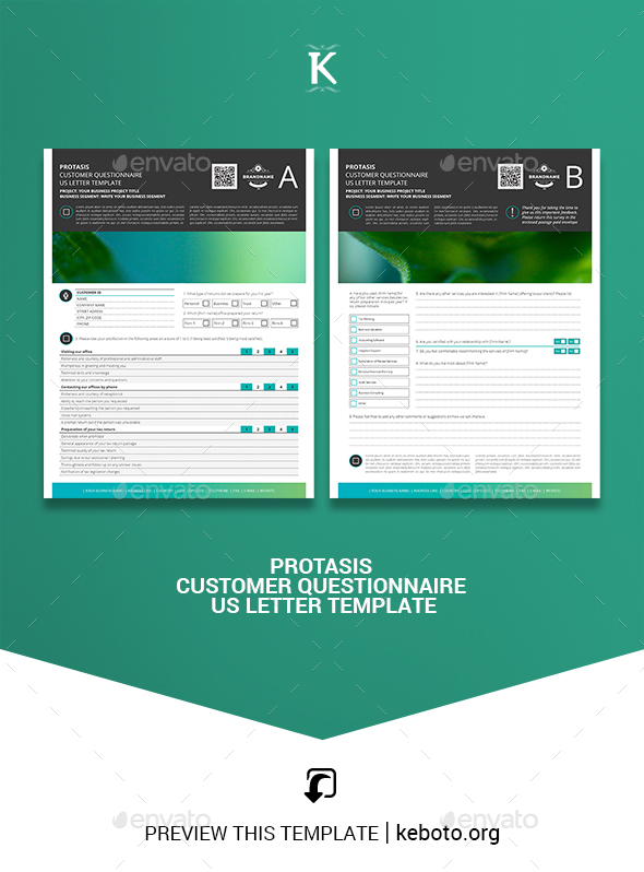 Protasis Customer Questionnaire US Letter Template - Miscellaneous Print Templates