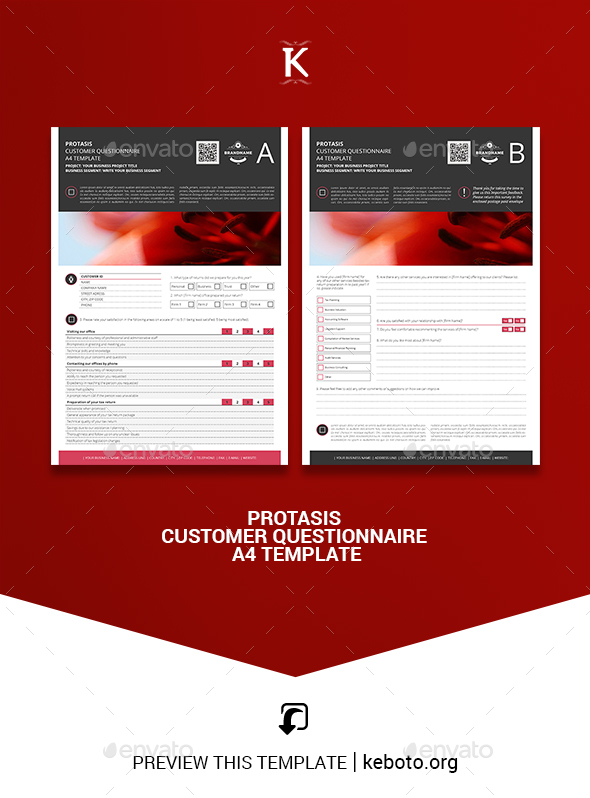 Protasis Customer Questionnaire A4 Template - Miscellaneous Print Templates