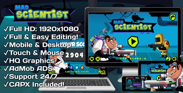 Mad Scientist - HTML5 Game 6 Levels + Mobile Version! (Construct 3 | Construct 2 | Capx) - 8