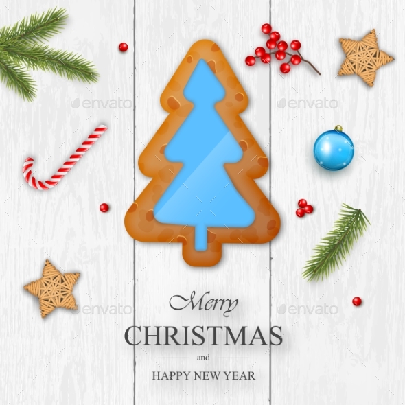 Christmas Vector on White Wooden Background - Christmas Seasons/Holidays