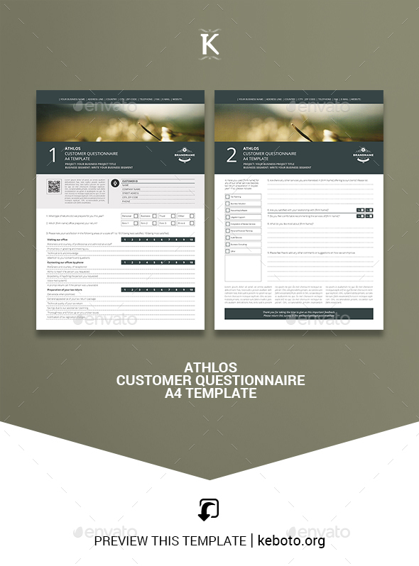 Athlos Customer Questionnaire A4 Template - Miscellaneous Print Templates