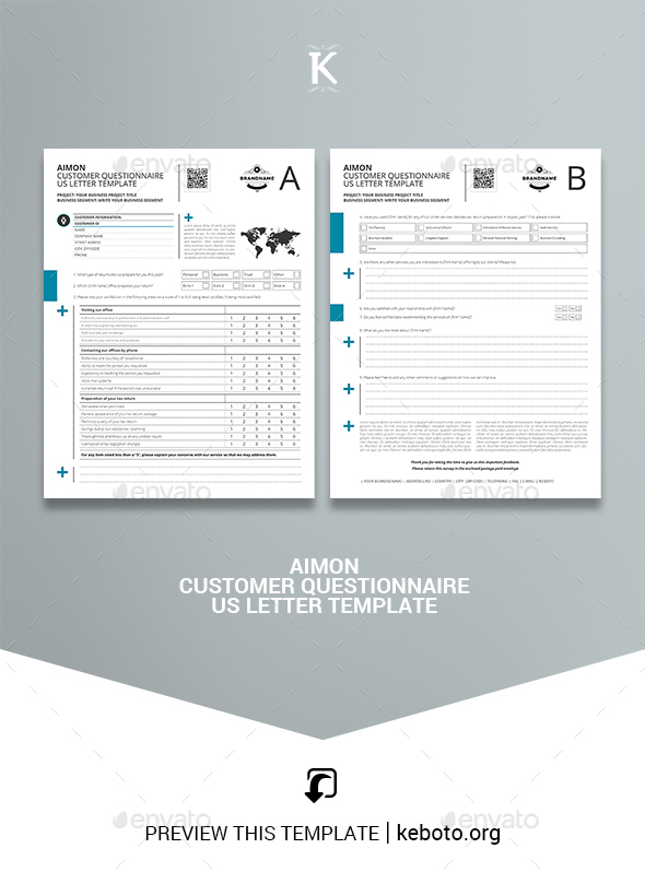 Aimon Customer Questionnaire US Letter Template - Miscellaneous Print Templates