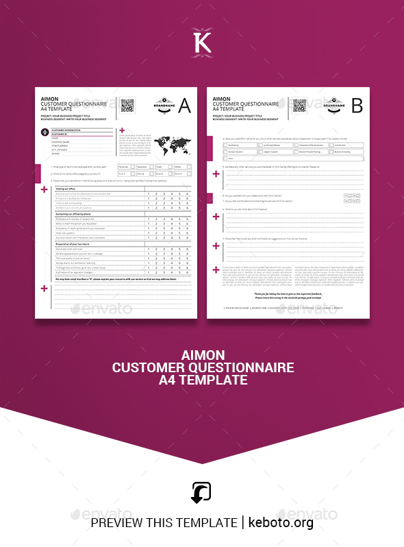 Aimon Customer Questionnaire A4 Template - Miscellaneous Print Templates
