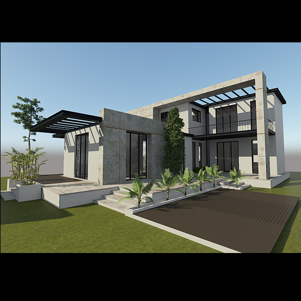 modern villa exterior - 3Docean 22860073