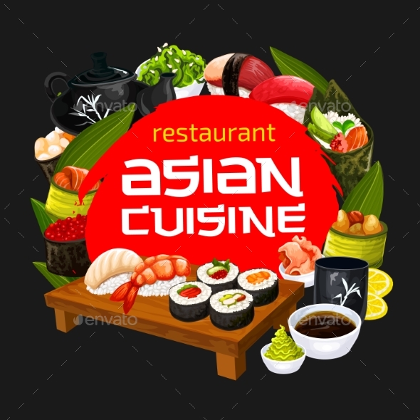 Japanese Cuisine Sushi Restaurant Menu - Food Objects