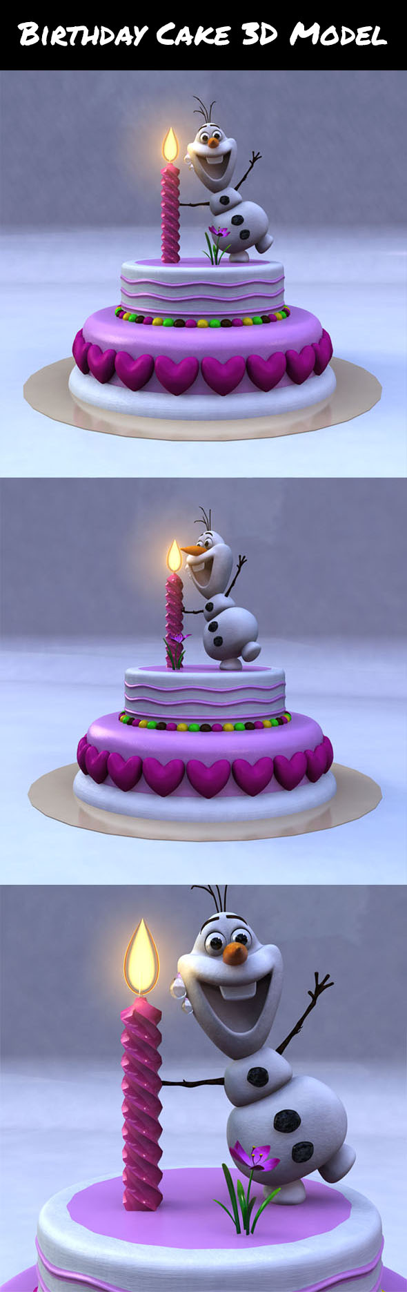 Birthday Cake withFrozen - 3Docean 22862619