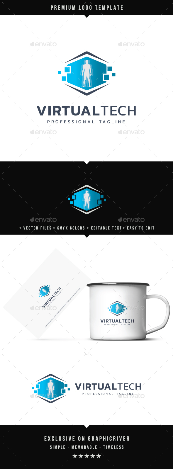 Virtual Tech Logo - Abstract Logo Templates