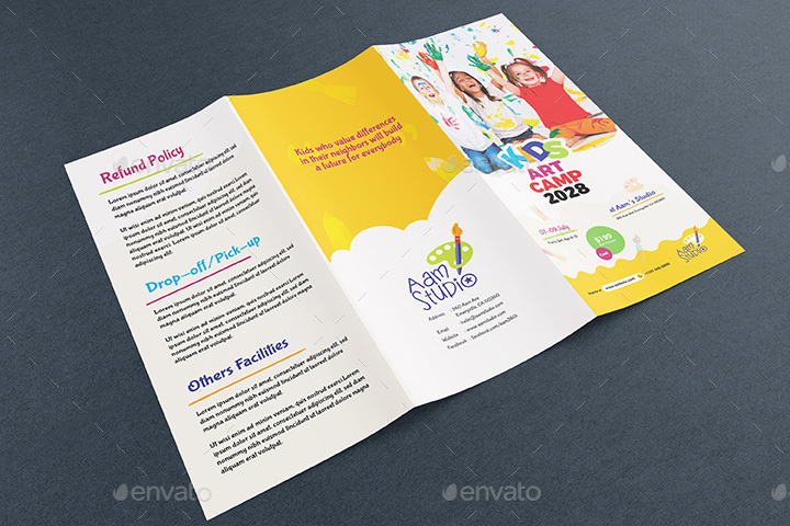 Kids Art Camp Trifold Brochure, Print Templates | GraphicRiver