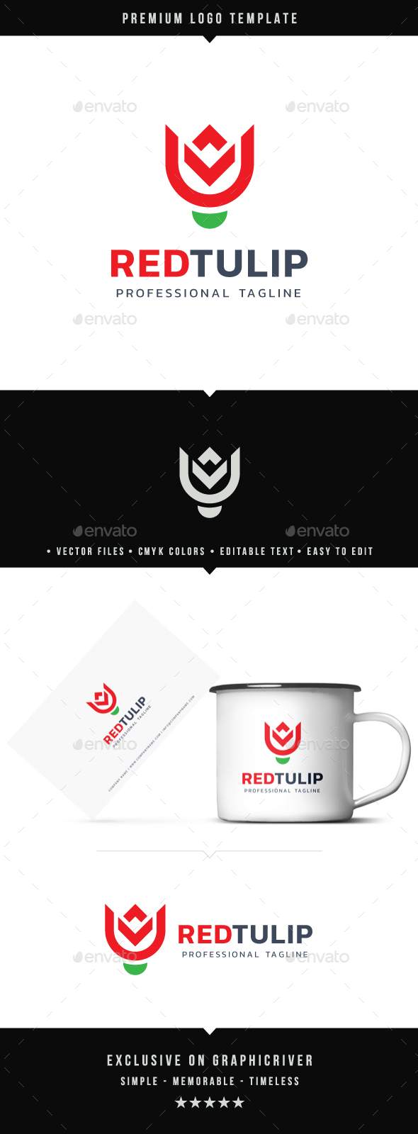 Red Tulip Logo - Nature Logo Templates