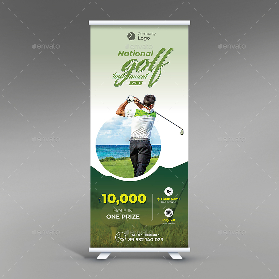 Golf Tournament Roll Up Banner, Print Templates GraphicRiver