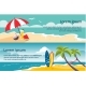 Summer Travel Horizontal Banners, Sandy Beach, Vectors | GraphicRiver