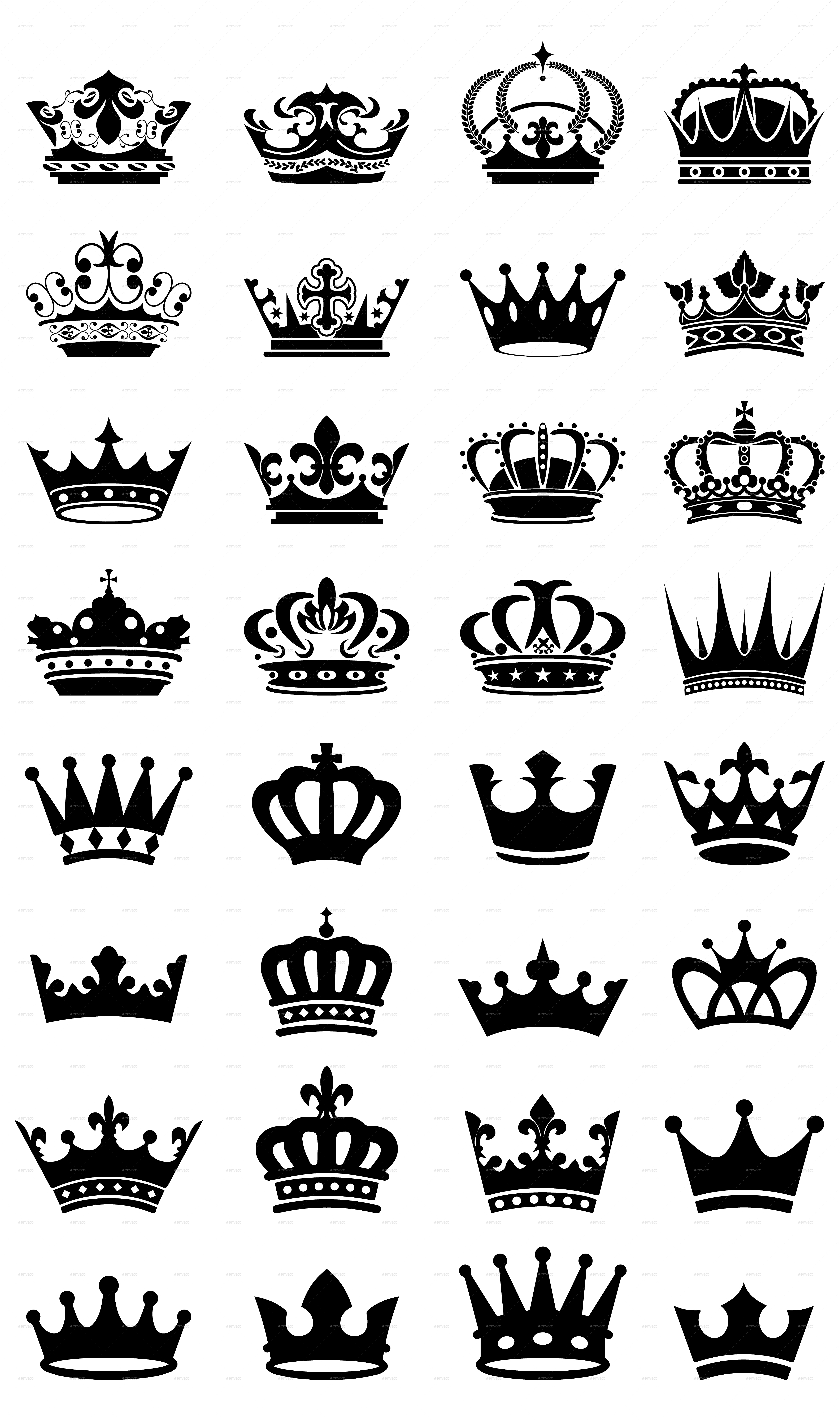 32 Royal Black Crowns by Moon_Designs | GraphicRiver