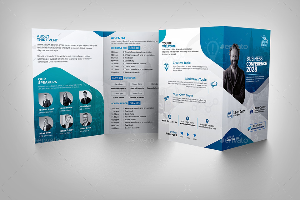 Conference Bifold Brochure Template, Print Templates | GraphicRiver