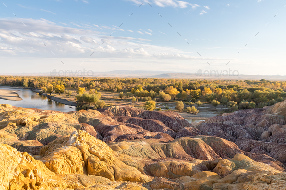 xinjiang colorful beach at dusk - Stock Photo - Images