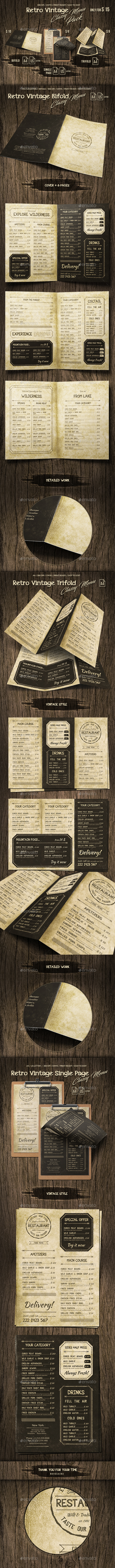 Retro Vintage Classy Menu Bundle - Food Menus Print Templates
