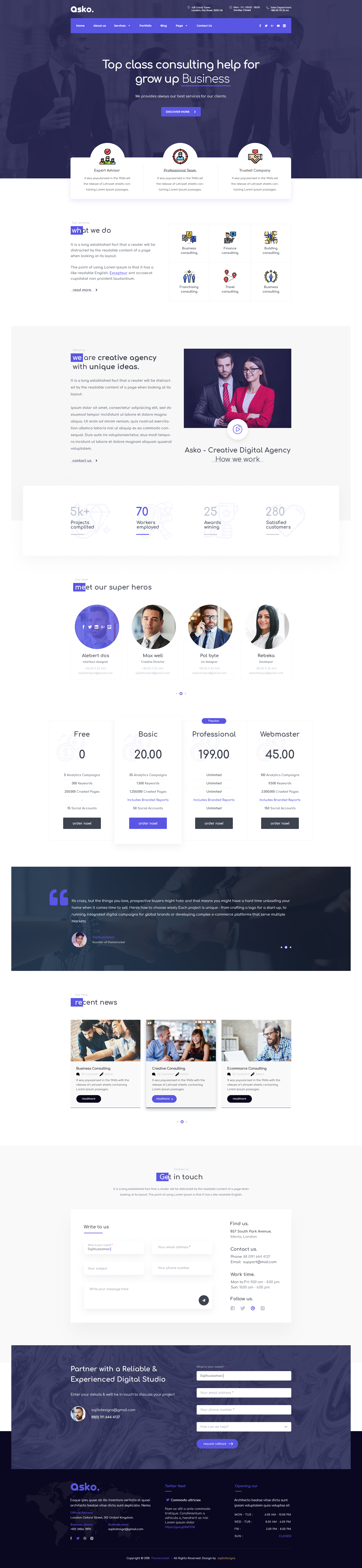 Asko - Business, Advice, Finance Consulting Psd Template by sajibdesigns