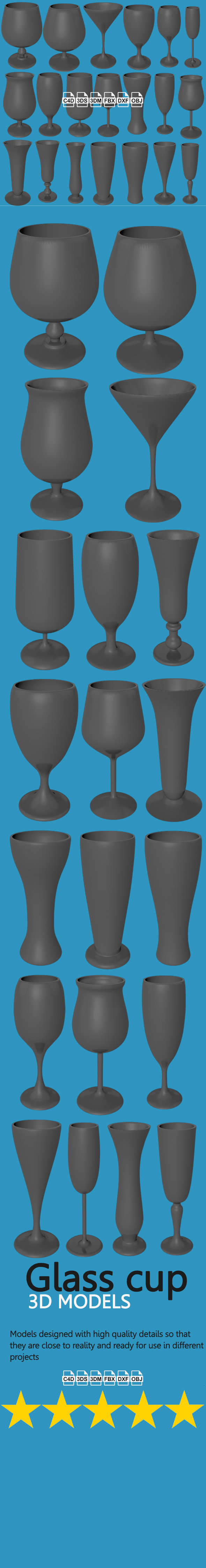 20 Glass Cups - 3Docean 22885658