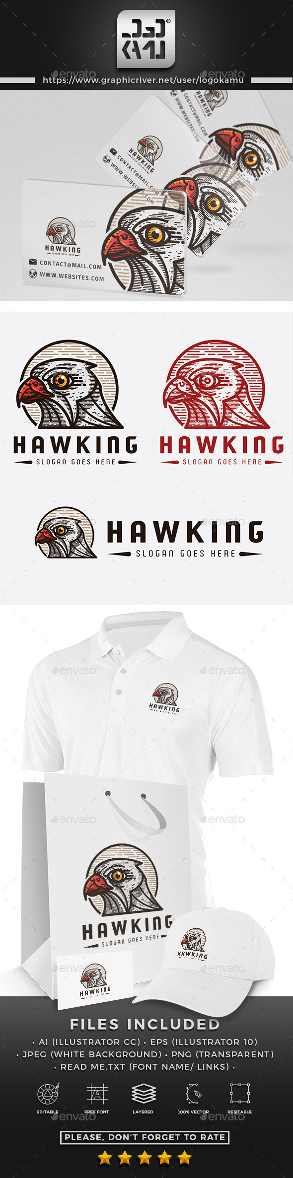 Hawk King Logo - Animals Logo Templates