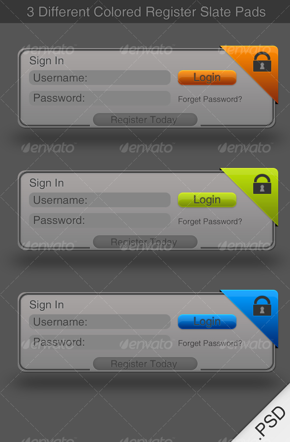 Gray Slate Login Boxes - Forms Web Elements