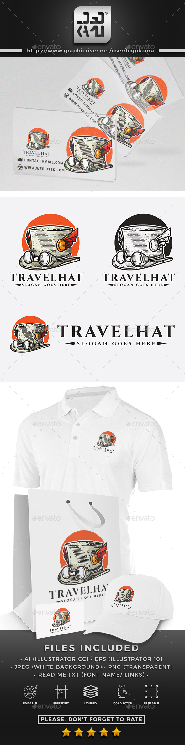 Travel Hat Logo - Objects Logo Templates