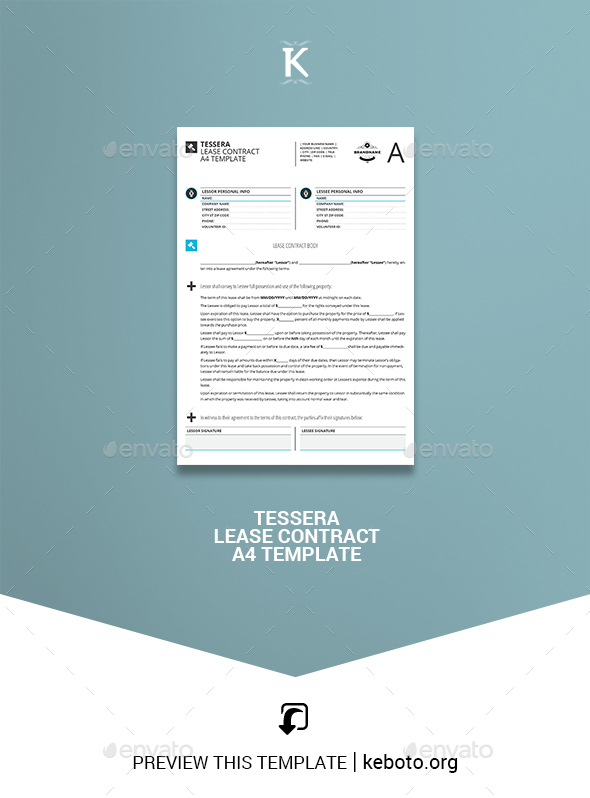 Tessera Lease Contract A4 Template - Miscellaneous Print Templates