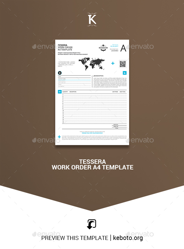 Tessera Work Order A4 Template - Miscellaneous Print Templates