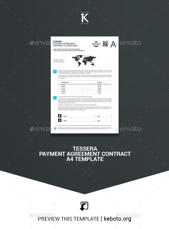 Tessera Payment Agreement Contract A4 Template - Miscellaneous Print Templates