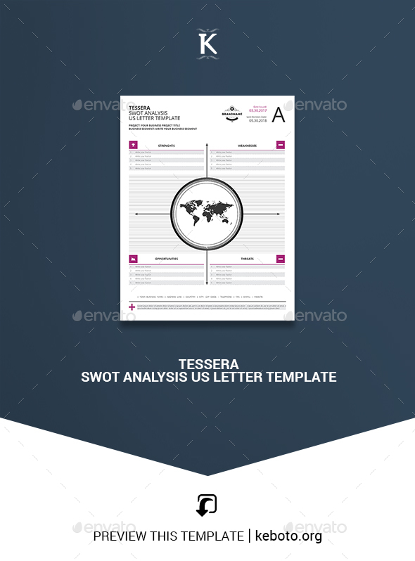 Tessera SWOT Analysis US Letter Template - Miscellaneous Print Templates